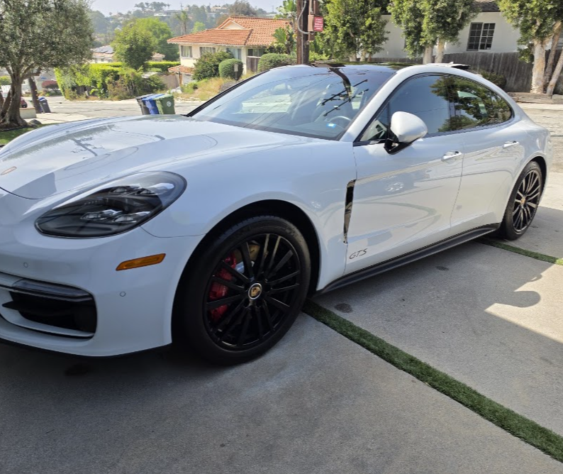 White Porsche Panamera after exterior detailing